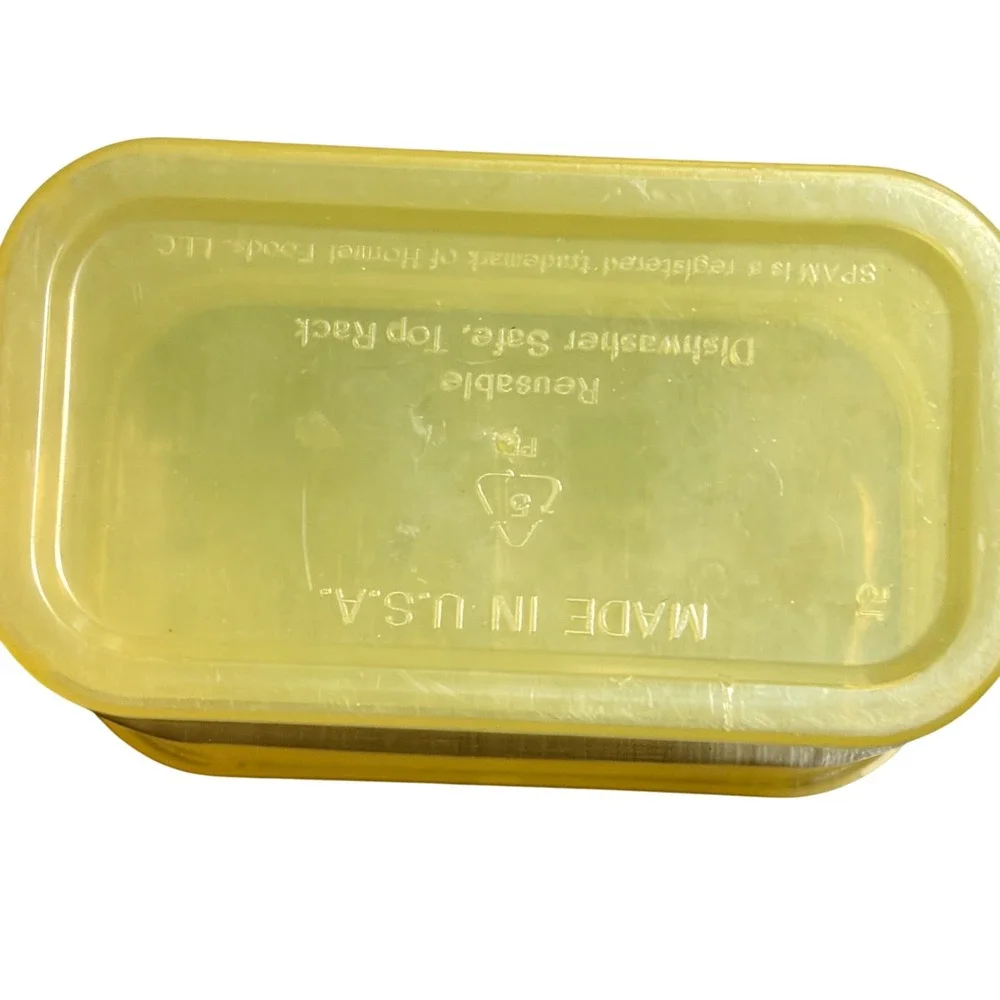 SPAM Reusable Plastic Food Storage Container Yellow Hormel Foods Made in USA